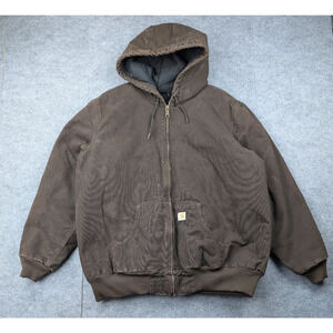 Carhartt Duck Canvas Jacket Womens XXL WJ130 DKB Utility Work Wear Hooded Y2K